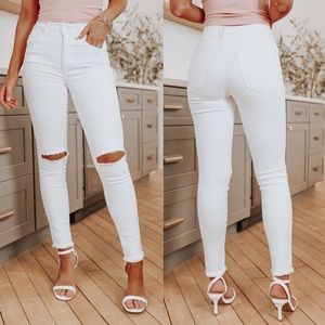 NWT free people raw high rise ripped knee skinny jeans